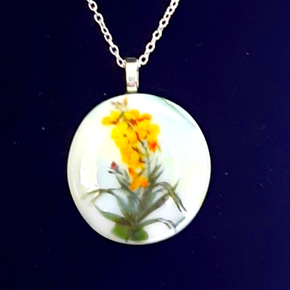 Stained Glass Necklace with fused yellow decal